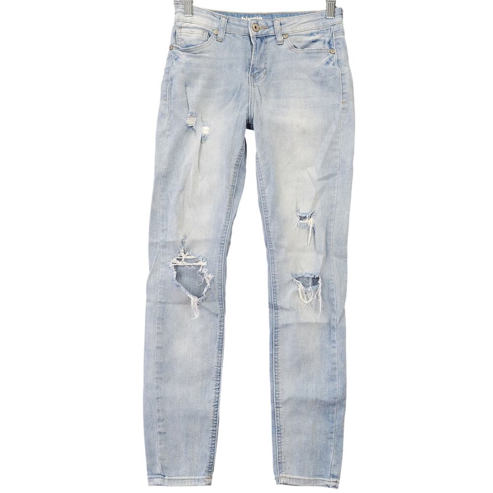 Hippie Laundry Blue Skinny Jeans Women's Size 27 Stonewash Denim Distressed Rips